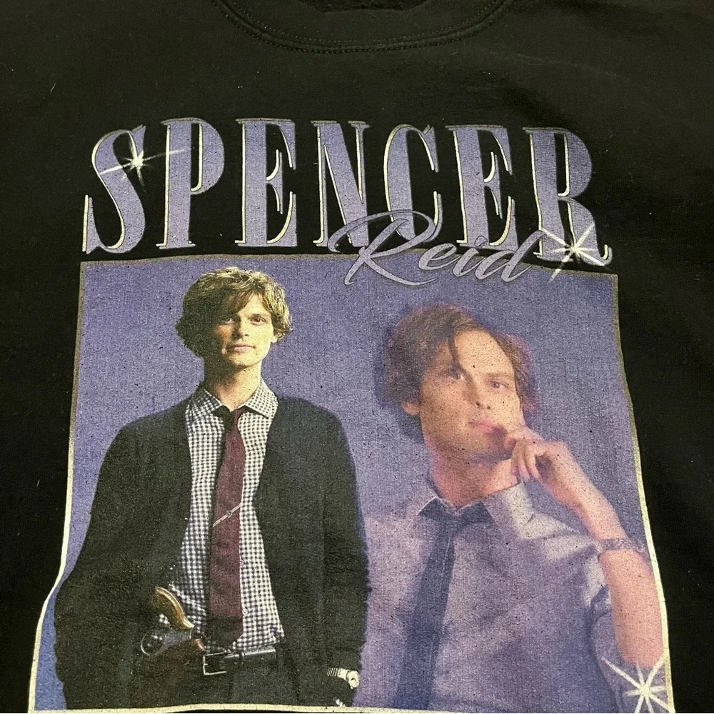 Spencer Reid Black Graphic Crewneck Criminal Minds Size Small/Medium Television